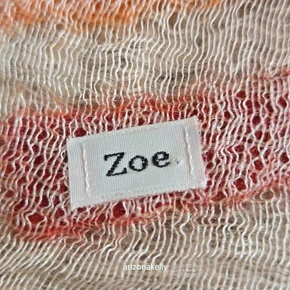 NWOT Zoe Woven Scarf with Vibrant Wool Stripes Red & Orange - Picture 4 of 16